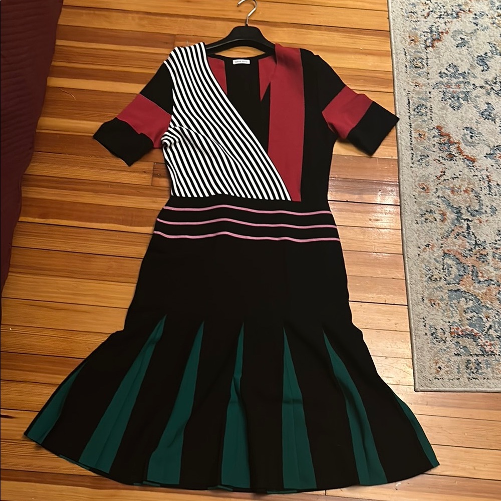 Tomas Maier Elegant Knit Multicolor Striped Dress